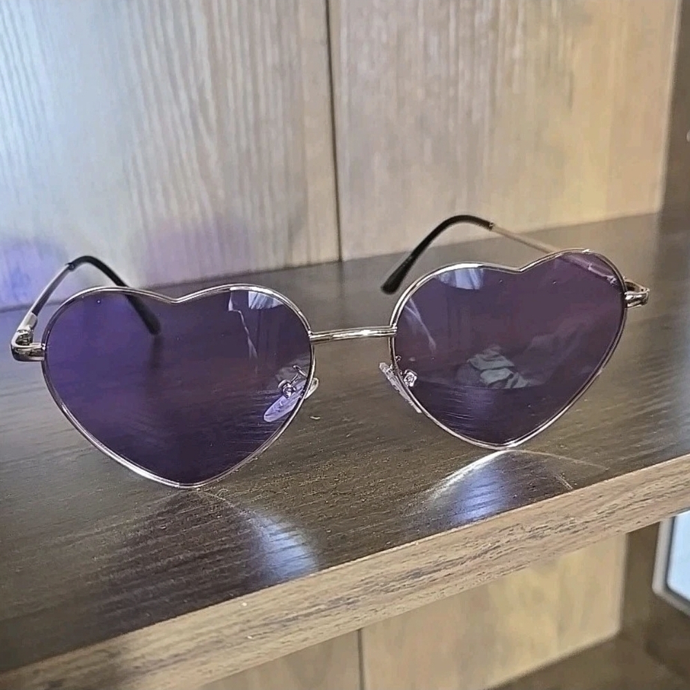 Heart Shaped Eyewear Purple Tint Lens Soft Case Included